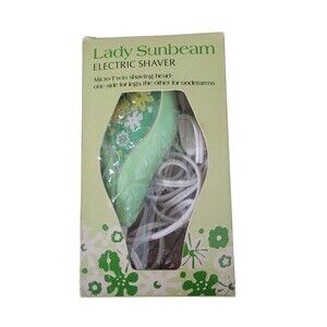 Vintage Lady Sunbeam Electric Razor Lime Green Micro Twin Blades WORKS 76-212